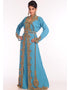 Women Blue Georgette Hand Embroidery Party Wear Kaftan